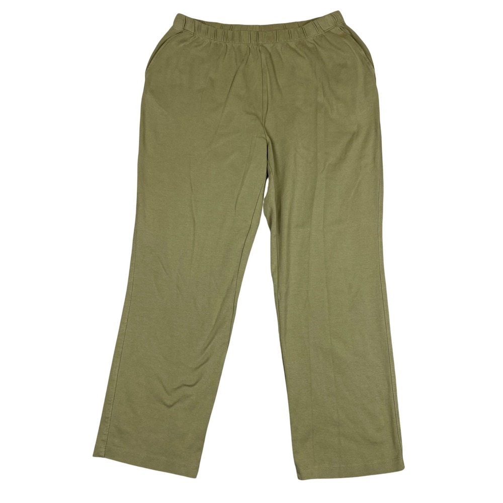 Lands' End Sport Knit Straight Leg Pull On Pants Women Large Sage Green